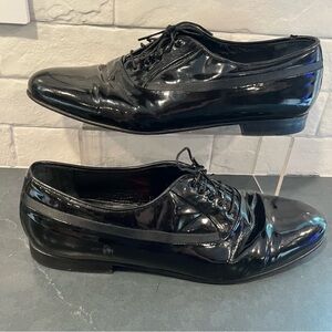 Mezlan sz 10 black patent leather lace up derby shoes